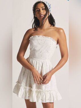 Anthropologie Forever That Girl Ruffle Tube Mini Dress Cotton Size XL